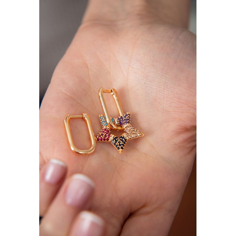 Fashion, accesorii si bijuterii - Femei - Bijuterii femei - Cercei femei - Cercei, Heliophilia, femei, multicolor, metal, zirconiu, diametru 21,3 mm, lungime pandantiv 23,3 mm - Infinity.ro
