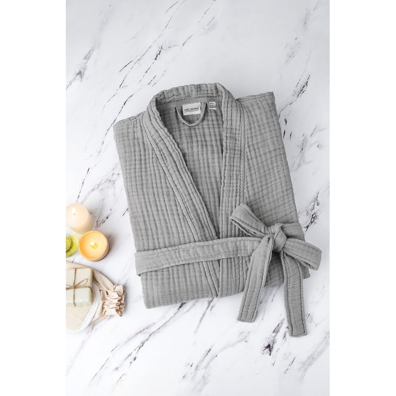 Casa si Gradina - Textile si covoare - Textile baie - Halate de baie - Halat de baie, L'essentiel Maison, gri, l/xl, 100% bumbac, 4 straturi muselina - Infinity.ro