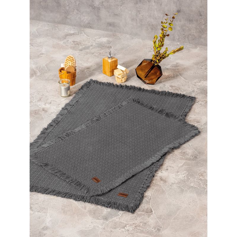 Casa si Gradina - Textile si covoare - Covoare - Covorase baie - Set covorase baie, L'essentiel Maison, antracit, 75x125 cm si 60x90 cm, 100% bumbac - Infinity.ro