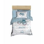 Casa si Gradina - Textile si covoare - Lenjerii de pat - Seturi de lenjerie - Set lenjerie pentru patut, L'essentiel Maison, albastru gri alb, 100x150 cm, 120x150 cm, 100% bumbac, 100% poliester, imprimare 3d - Infinity.ro