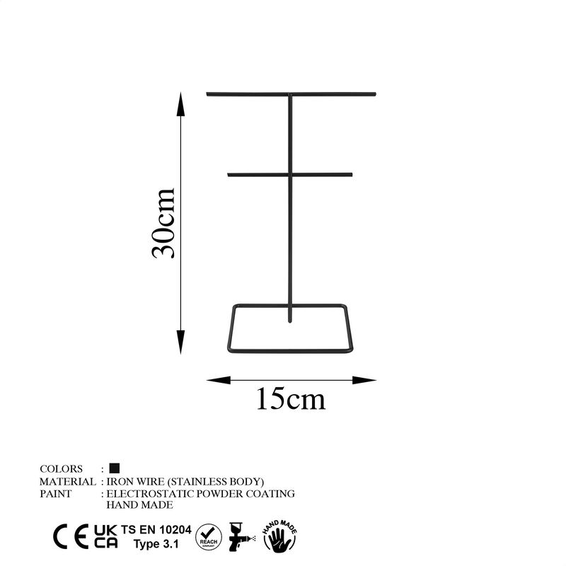 Casa si Gradina - Mobilier - Organizare si depozitare - Umerase si valeti - Suport bijuterii, Aberto Design, metal, negru, 15x30 cm - Infinity.ro