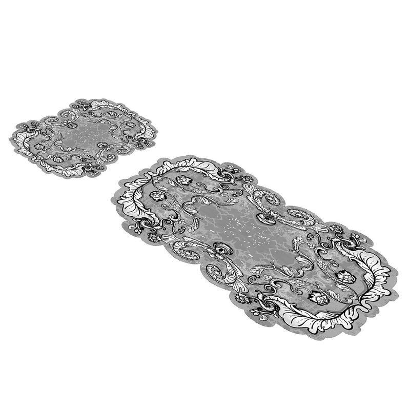 Casa si Gradina - Textile si covoare - Covoare - Covorase baie - Set covorase de baie, L'essentiel Maison, gri, 50x60 cm si 60x100 cm, 100% poliester, antiderapant, 394ANR1582 - Infinity.ro