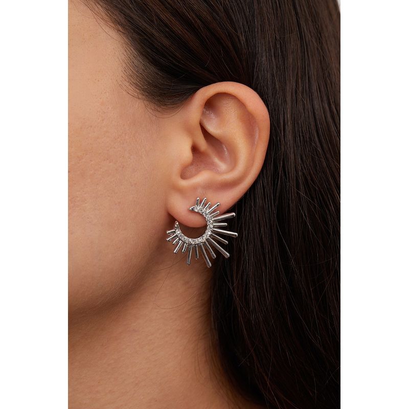 Fashion, accesorii si bijuterii - Femei - Bijuterii femei - Cercei femei - Cercei, Heliophilia, metal, argintiu, 29x25 mm, antialergic - Infinity.ro