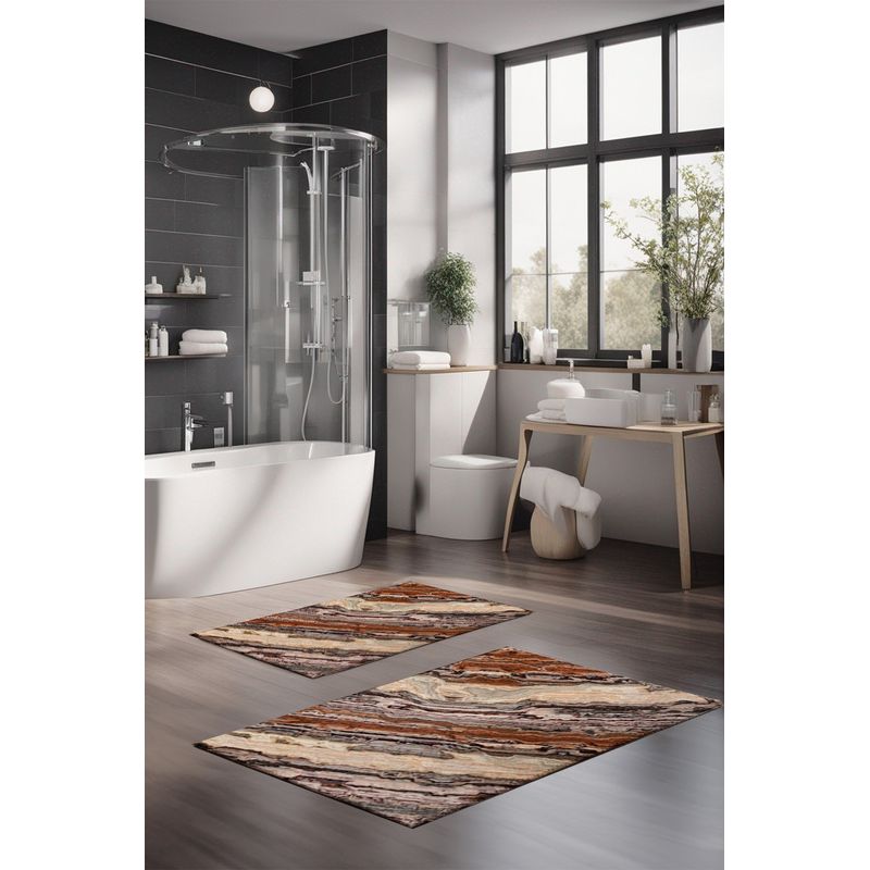 Casa si Gradina - Textile si covoare - Covoare - Covorase baie - Set covorase de baie, L'essentiel Maison, multicolor, 40x60 cm, 60x100 cm, 100% poliester, antiderapant, 323CTW1130 - Infinity.ro