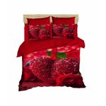 Casa si Gradina - Textile si covoare - Lenjerii de pat - Seturi de lenjerie - Set lenjerie pat dublu, L'essentiel Maison, rosu verde, 200x220 cm, microsatina poliester si bumbac - Infinity.ro