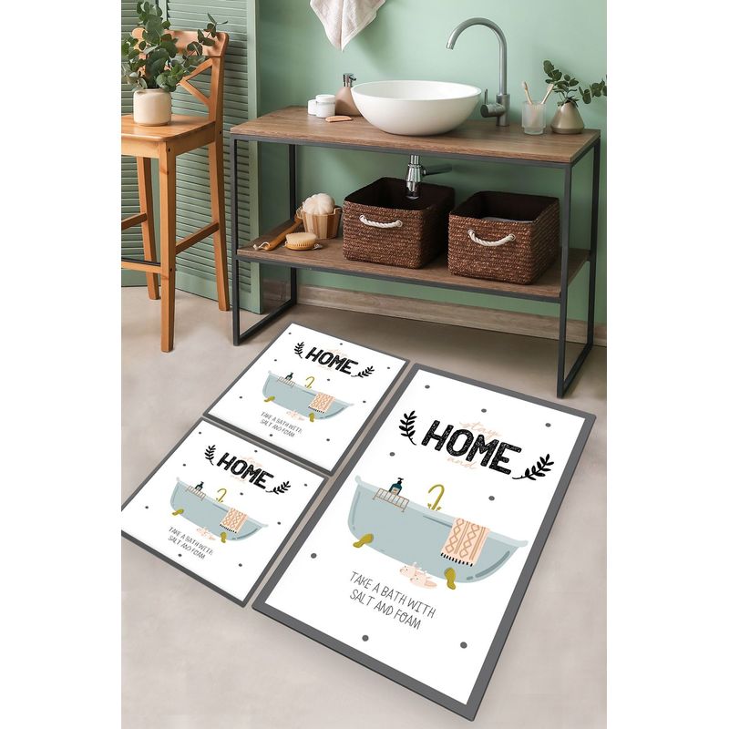 Casa si Gradina - Textile si covoare - Covoare - Covorase baie - Set covorase de baie, L'essentiel Maison, multicolor, 50x60 cm (2 buc), 60x100 cm (1 buc), 100% poliester, antiderapant, 510CHL1282 - Infinity.ro