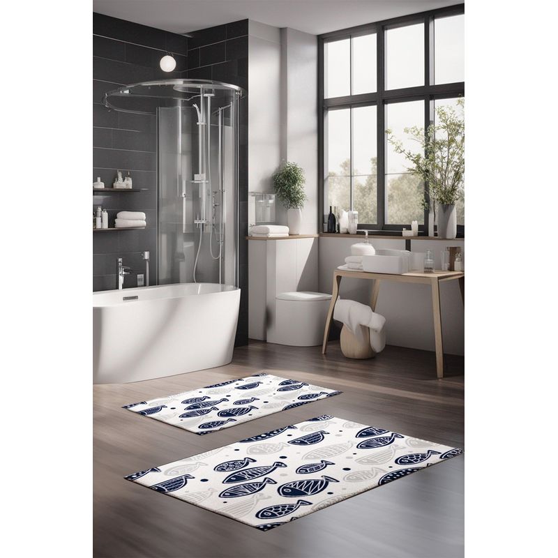 Casa si Gradina - Textile si covoare - Covoare - Covorase baie - Set covorase de baie, L'essentiel Maison, multicolor, 40x60 cm si 60x100 cm, 100% poliester, antiderapant, 323CTW1376 - Infinity.ro