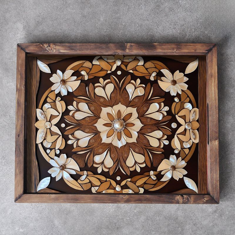 Casa si Gradina - Bucatarie si vesela - Ustensile bucatarie - Tavi servire - Tava servire, Aberto Design, lemn masiv, multicolor, 48x38x4 cm, 799EVL1145 - Infinity.ro