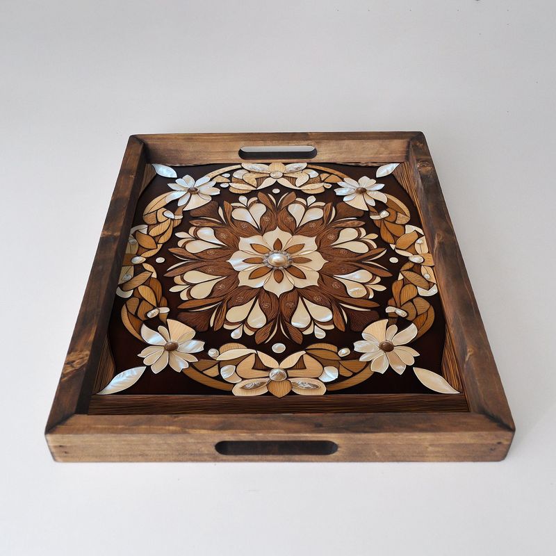 Casa si Gradina - Bucatarie si vesela - Ustensile bucatarie - Tavi servire - Tava servire, Aberto Design, lemn masiv, multicolor, 48x38x4 cm, 799EVL1145 - Infinity.ro
