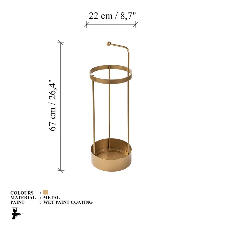 Casa si Gradina - Decoratiuni - Obiecte decorative - Suporturi umbrele - Suport pentru umbrele, Aberto Design, metal, auriu, 22x22x67 cm - Infinity.ro