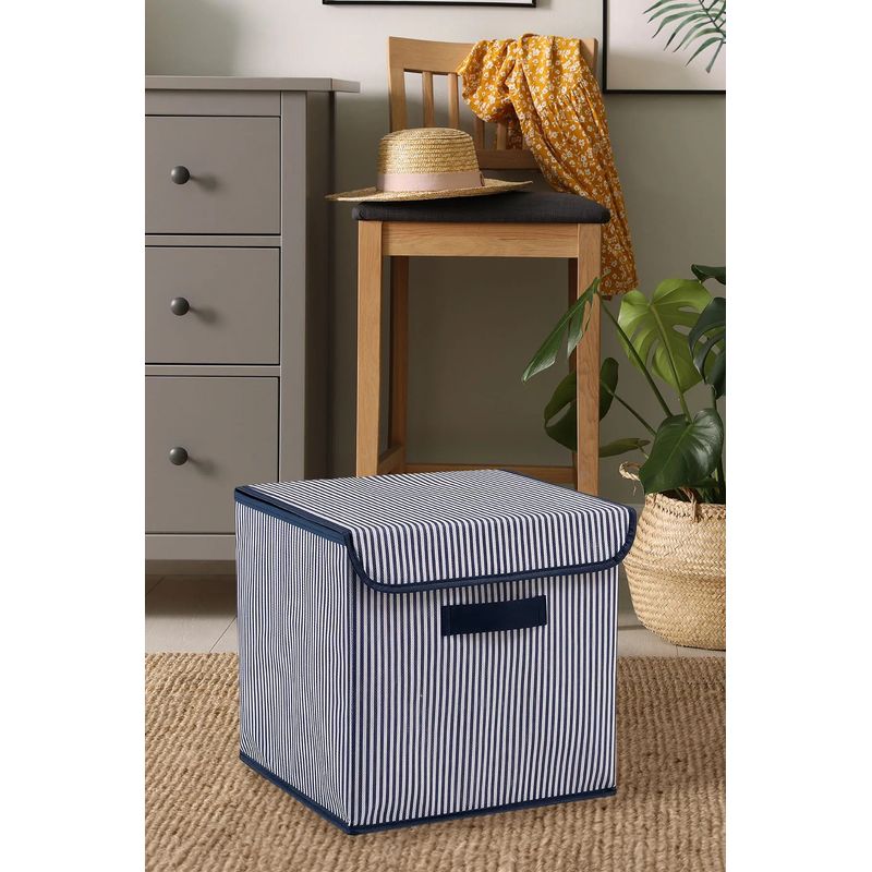 Casa si Gradina - Mobilier - Organizare si depozitare - Cutii depozitare - Cutie depozitare, Aberto Design, 70% poliester 30% bumbac, albastru marin, 30x30x30 cm - Infinity.ro