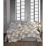 Casa si Gradina - Textile si covoare - Lenjerii de pat - Seturi de lenjerie - Set lenjerie pat single, L'essentiel Maison, gri alb galben, 100% bumbac ranforce, husa pilota 160x220 cm, cearsaf 160x240 cm, fata perna 50x70 cm - Infinity.ro