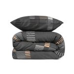 Casa si Gradina - Textile si covoare - Lenjerii de pat - Seturi de lenjerie - Set lenjerie de pat dublu, L'essentiel Maison, antracit auriu alb, 200x220 cm, 65% bumbac 35% poliester - Infinity.ro