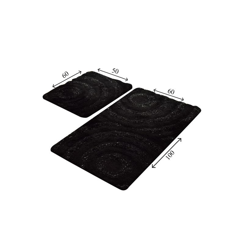 Casa si Gradina - Textile si covoare - Covoare - Covorase baie - Set covorase de baie, L'essentiel Maison, negru si antracit, 50x60 cm si 60x100 cm, 100% acrilic, antiderapant - Infinity.ro