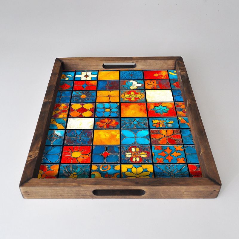 Casa si Gradina - Bucatarie si vesela - Ustensile bucatarie - Tavi servire - Tava servire, Aberto Design, lemn masiv, multicolor, 48x38x4 cm, 799EVL1118 - Infinity.ro
