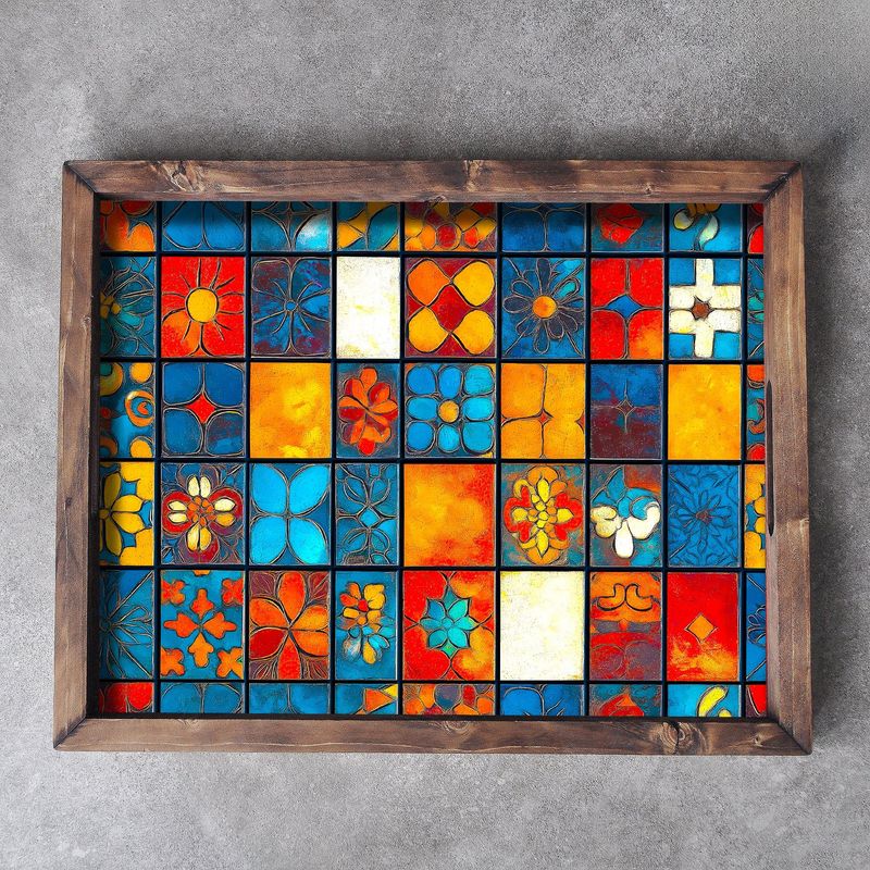Casa si Gradina - Bucatarie si vesela - Ustensile bucatarie - Tavi servire - Tava servire, Aberto Design, lemn masiv, multicolor, 48x38x4 cm, 799EVL1118 - Infinity.ro