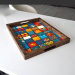Casa si Gradina - Bucatarie si vesela - Ustensile bucatarie - Tavi servire - Tava servire, Aberto Design, lemn masiv, multicolor, 48x38x4 cm, 799EVL1118 - Infinity.ro