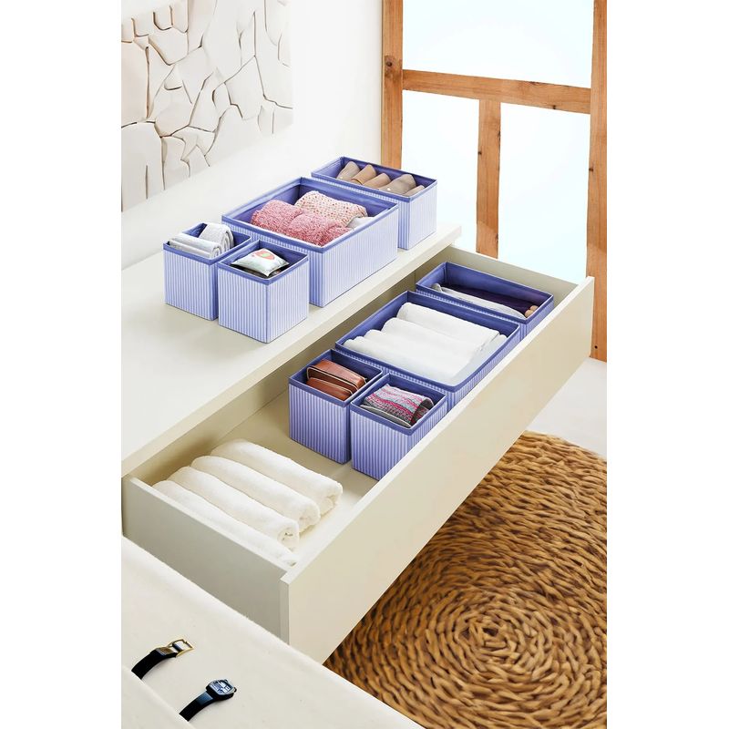Casa si Gradina - Mobilier - Organizare si depozitare - Organizatoare pentru sertare si dulapuri - Set organizatoare din fetru, Aberto Design, albastru marin, 4 piese, 70% poliester 30% bumbac - Infinity.ro