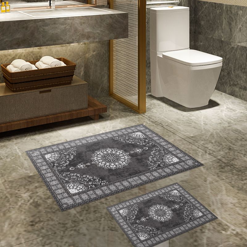 Casa si Gradina - Textile si covoare - Covoare - Covorase baie - Set covorase de baie, L'essentiel Maison, gri, 50x60 cm si 60x100 cm, 100% poliester, antiderapant, 299ANR1693 - Infinity.ro