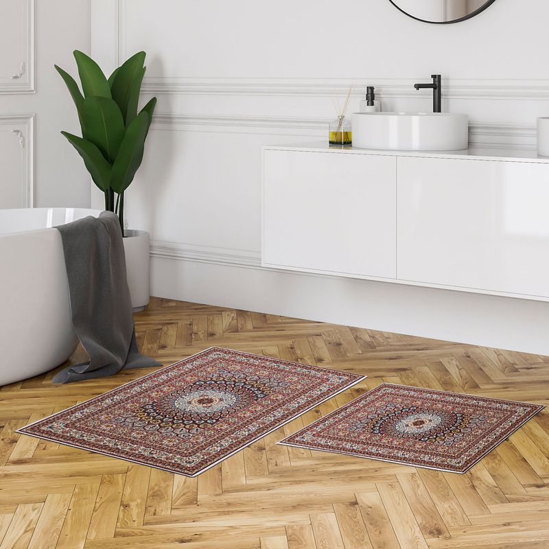 Casa si Gradina - Textile si covoare - Covoare - Covorase baie - Set covorase baie, L'essentiel Maison, multicolor, 50x60 cm si 60x100 cm, 100% poliester, antiderapant, antibacterian, 299ANR1595 - Infinity.ro