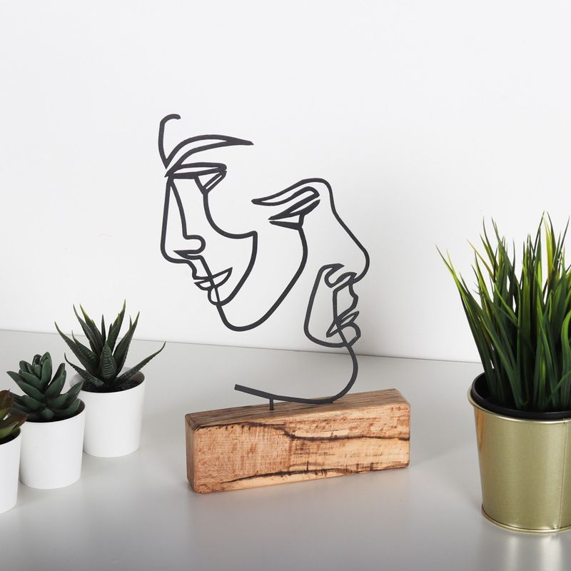 Casa si Gradina - Decoratiuni - Obiecte de arta - Obiect decorativ, Aberto Design, metal, negru, lemn, 17x38x3,5 cm - Infinity.ro