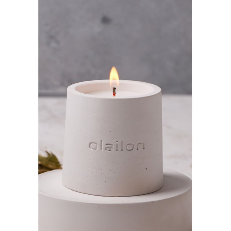 Casa si Gradina - Decoratiuni - Aromaterapie si lumanari - Lumanari si candele - Lumanare parfumata, Aberto Design, beton, alb, 8.5x8 cm, vanilie/trandafir - Infinity.ro
