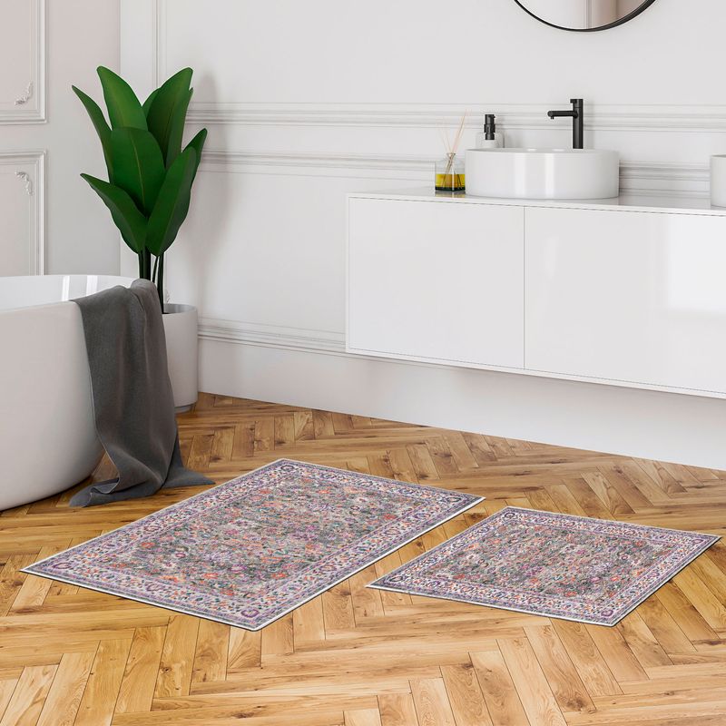 Casa si Gradina - Textile si covoare - Covoare - Covorase baie - Set covorase de baie, L'essentiel Maison, multicolor, 50x60 cm si 60x100 cm, 100% poliester, antiderapant, antibacterian, 299ANR1575 - Infinity.ro