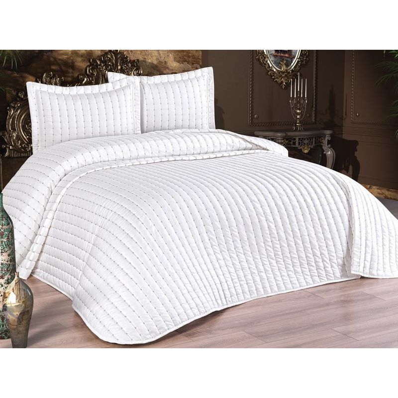 Casa si Gradina - Textile si covoare - Lenjerii de pat - Seturi de lenjerie - Set cuvertura de pat dublu, L'essentiel Maison, crem, 250x260 cm, 100% bumbac, matlasat - Infinity.ro