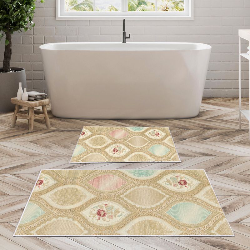 Casa si Gradina - Textile si covoare - Covoare - Covorase baie - Set covorase de baie, L'essentiel Maison, multicolor, 50x60 cm si 60x100 cm, 100% poliester, antiderapant, antibacterian, 299ANR1609 - Infinity.ro