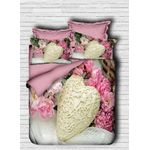 Casa si Gradina - Textile si covoare - Lenjerii de pat - Seturi de lenjerie - Set lenjerie de pat single, L'essentiel Maison, roz si alb, 160x220 cm, poliester microsatin si bumbac, imprimeu 3d - Infinity.ro