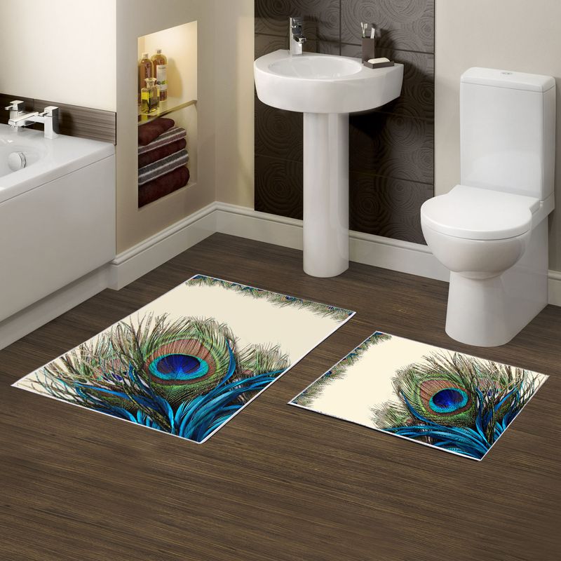 Casa si Gradina - Textile si covoare - Covoare - Covorase baie - Set covorase de baie, L'essentiel Maison, multicolor, 50x60 cm si 60x100 cm, 100% poliester, antiderapant, 299ANR1553 - Infinity.ro