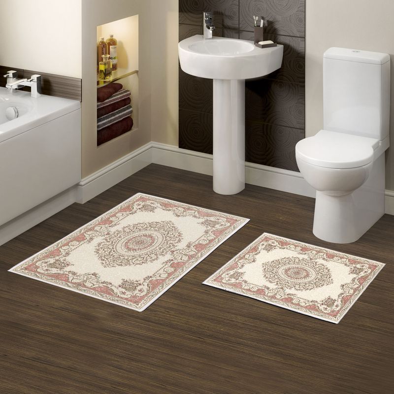 Casa si Gradina - Textile si covoare - Covoare - Covorase baie - Set covorase de baie, L'essentiel Maison, multicolor, 50x60 cm si 60x100 cm, 100% poliester, antiderapant, antibacterian, 299ANR1604 - Infinity.ro