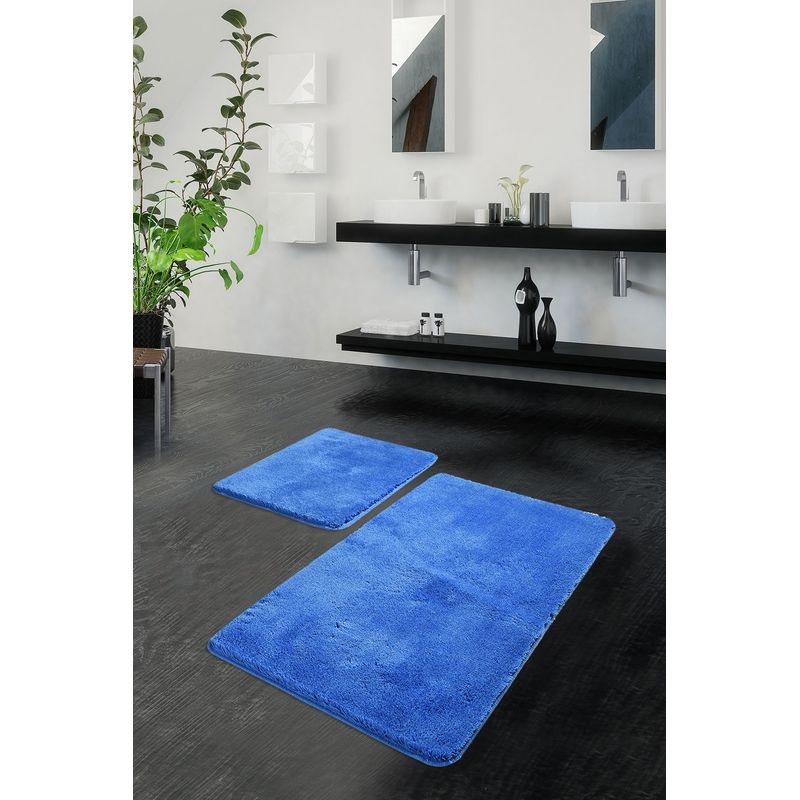 Casa si Gradina - Textile si covoare - Covoare - Covorase baie - Set covorase baie, L'essentiel Maison, albastru, 50x60 cm si 60x100 cm, 100% acrilic, antiderapant - Infinity.ro