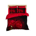 Casa si Gradina - Textile si covoare - Lenjerii de pat - Seturi de lenjerie - Set lenjerie pat single, L'essentiel Maison, rosu negru, 100% bumbac si poliester, 160x220 cm, imprimare 3d - Infinity.ro