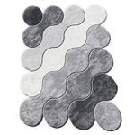 Casa si Gradina - Textile si covoare - Covoare - Covorase baie - Covoras de baie, L'essentiel Maison, gri, alb, 70x120 cm, 100% poliester, antiderapant - Infinity.ro