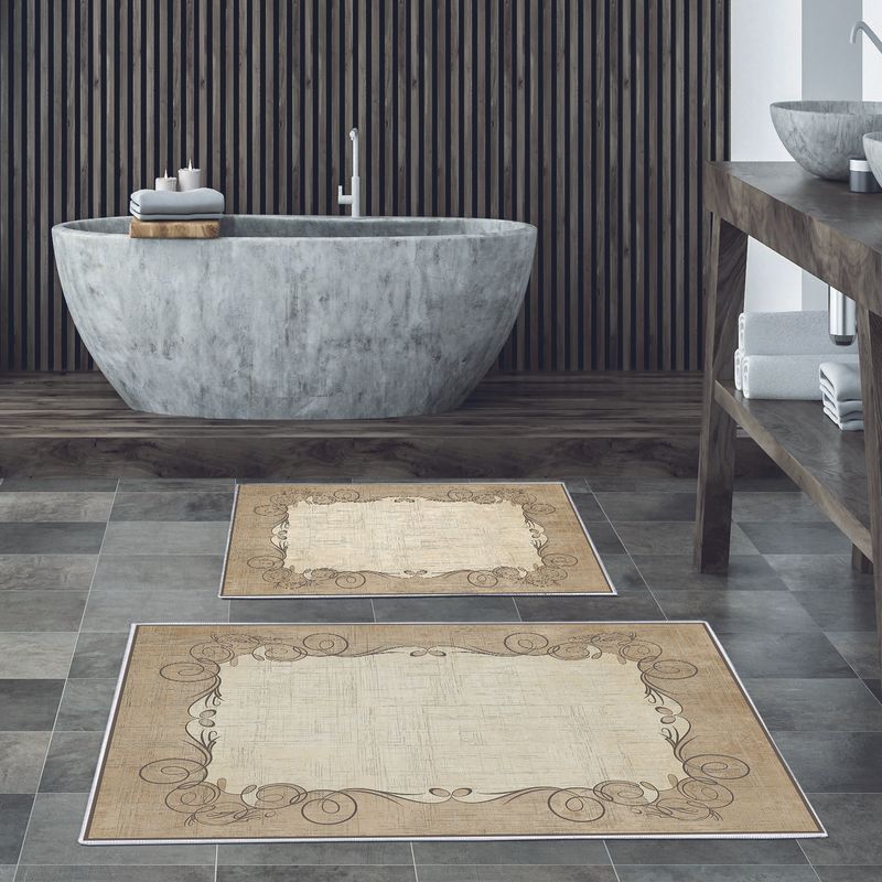 Casa si Gradina - Textile si covoare - Covoare - Covorase baie - Set covorase de baie, L'essentiel Maison, multicolor, 50x60 cm si 60x100 cm, 100% poliester, antiderapant, antibacterian, 299ANR1643 - Infinity.ro