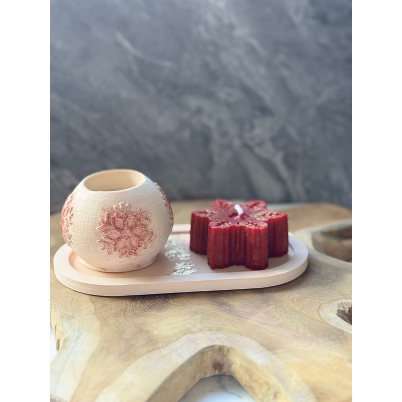 Casa si Gradina - Decoratiuni - Aromaterapie si lumanari - Lumanari si candele - Set lumanari, Aberto Design, beton, rosu si alb, 8x8x3 cm, 8x8x8 cm, ceara de soia - Infinity.ro