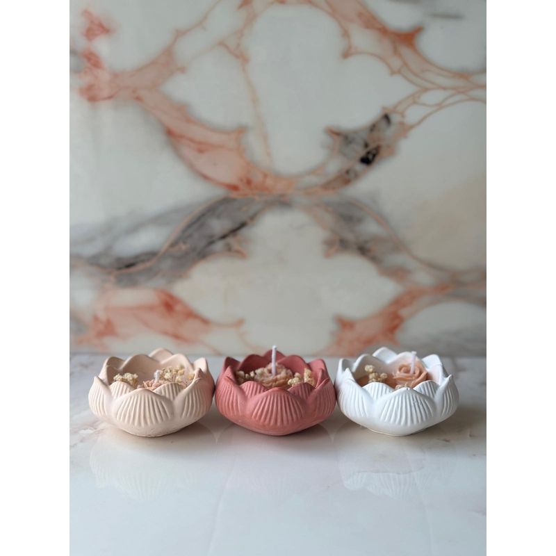 Casa si Gradina - Decoratiuni - Aromaterapie si lumanari - Lumanari si candele - Set lumanari, Aberto Design, beton, rosu, bej, alb, 8x5x8 cm, 3 piese - Infinity.ro