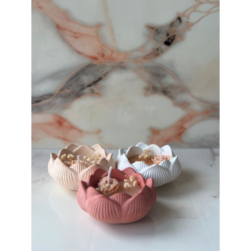 Casa si Gradina - Decoratiuni - Aromaterapie si lumanari - Lumanari si candele - Set lumanari, Aberto Design, beton, rosu, bej, alb, 8x5x8 cm, 3 piese - Infinity.ro