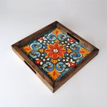 Casa si Gradina - Bucatarie si vesela - Ustensile bucatarie - Tavi servire - Tava servire, Aberto Design, lemn masiv, multicolor, 35x35x4 cm, 799EVL1153 - Infinity.ro