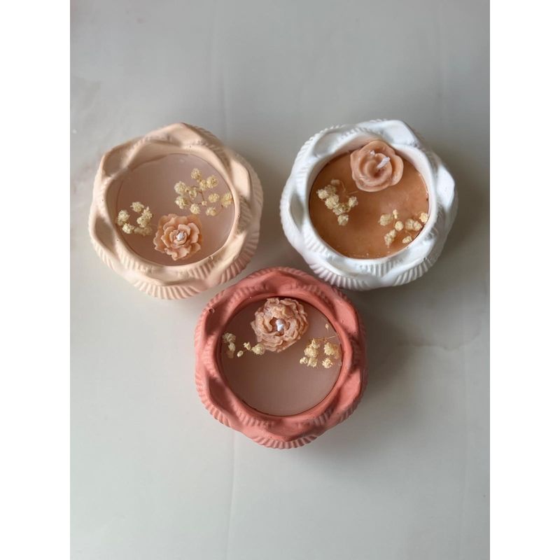 Casa si Gradina - Decoratiuni - Aromaterapie si lumanari - Lumanari si candele - Set lumanari, Aberto Design, beton, rosu, bej, alb, 8x5x8 cm, 3 piese - Infinity.ro