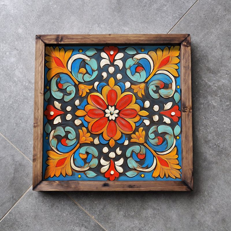 Casa si Gradina - Bucatarie si vesela - Ustensile bucatarie - Tavi servire - Tava servire, Aberto Design, lemn masiv, multicolor, 35x35x4 cm, 799EVL1153 - Infinity.ro