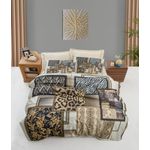 Casa si Gradina - Textile si covoare - Lenjerii de pat - Seturi de lenjerie - Set lenjerie pat dublu, L'essentiel Maison, maro crem bej negru, 200x220 cm, microsatina poliester si bumbac - Infinity.ro