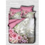 Casa si Gradina - Textile si covoare - Lenjerii de pat - Seturi de lenjerie - Set lenjerie pat single, L'essentiel Maison, roz gri alb, 160x220 cm, bumbac si poliester, imprimare 3d - Infinity.ro