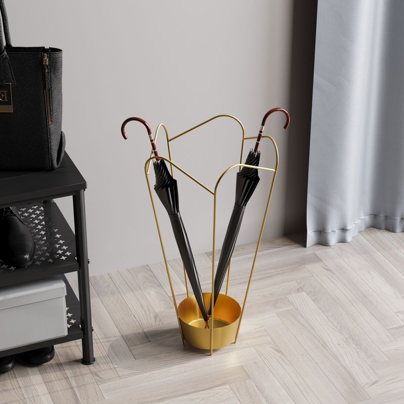 Casa si Gradina - Decoratiuni - Obiecte decorative - Suporturi umbrele - Suport umbrele decorativ, Aberto Design, metal, auriu, 37x60 cm - Infinity.ro