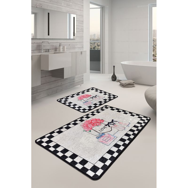 Casa si Gradina - Textile si covoare - Covoare - Covorase baie - Set covorase de baie, L'essentiel Maison, multicolor, 50x60 cm si 60x100 cm, 100% poliester, antiderapant, 359CHL2365 - Infinity.ro