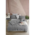 Casa si Gradina - Textile si covoare - Lenjerii de pat - Seturi de lenjerie - Set lenjerie pat single, L'essentiel Maison, antracit, 70% bumbac 30% poliester, husa pilota 160x220 cm, cearceaf 160x240 cm, fata perna 50x70 cm - Infinity.ro