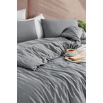 Casa si Gradina - Textile si covoare - Lenjerii de pat - Seturi de lenjerie - Set lenjerie pat single, L'essentiel Maison, antracit, 70% bumbac 30% poliester, husa pilota 160x220 cm, cearceaf 160x240 cm, fata perna 50x70 cm - Infinity.ro