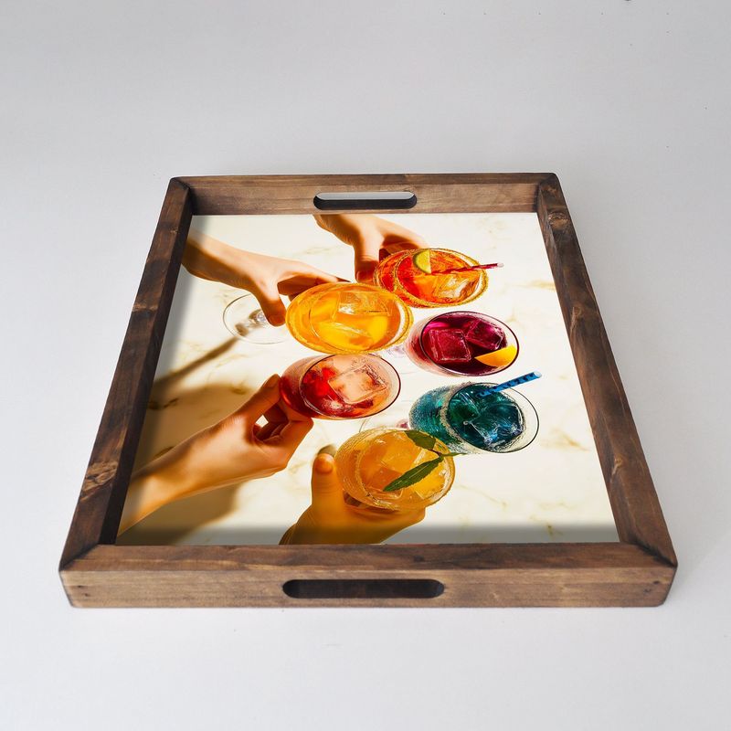 Casa si Gradina - Bucatarie si vesela - Ustensile bucatarie - Tavi servire - Tava servire, Aberto Design, lemn masiv, multicolor, 48x38x4 cm, 799EVL1143 - Infinity.ro