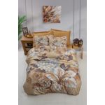Casa si Gradina - Textile si covoare - Lenjerii de pat - Seturi de lenjerie - Set lenjerie de pat single, L'essentiel Maison, bej maro alb, 160x220 cm, microsatin poliester si bumbac - Infinity.ro